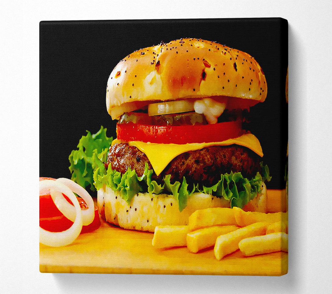  A Canvas Print of Burger And Fries Canvas Wall Art