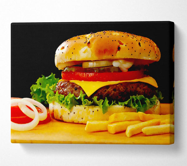  A Canvas Print of Burger And Fries Canvas Wall Art