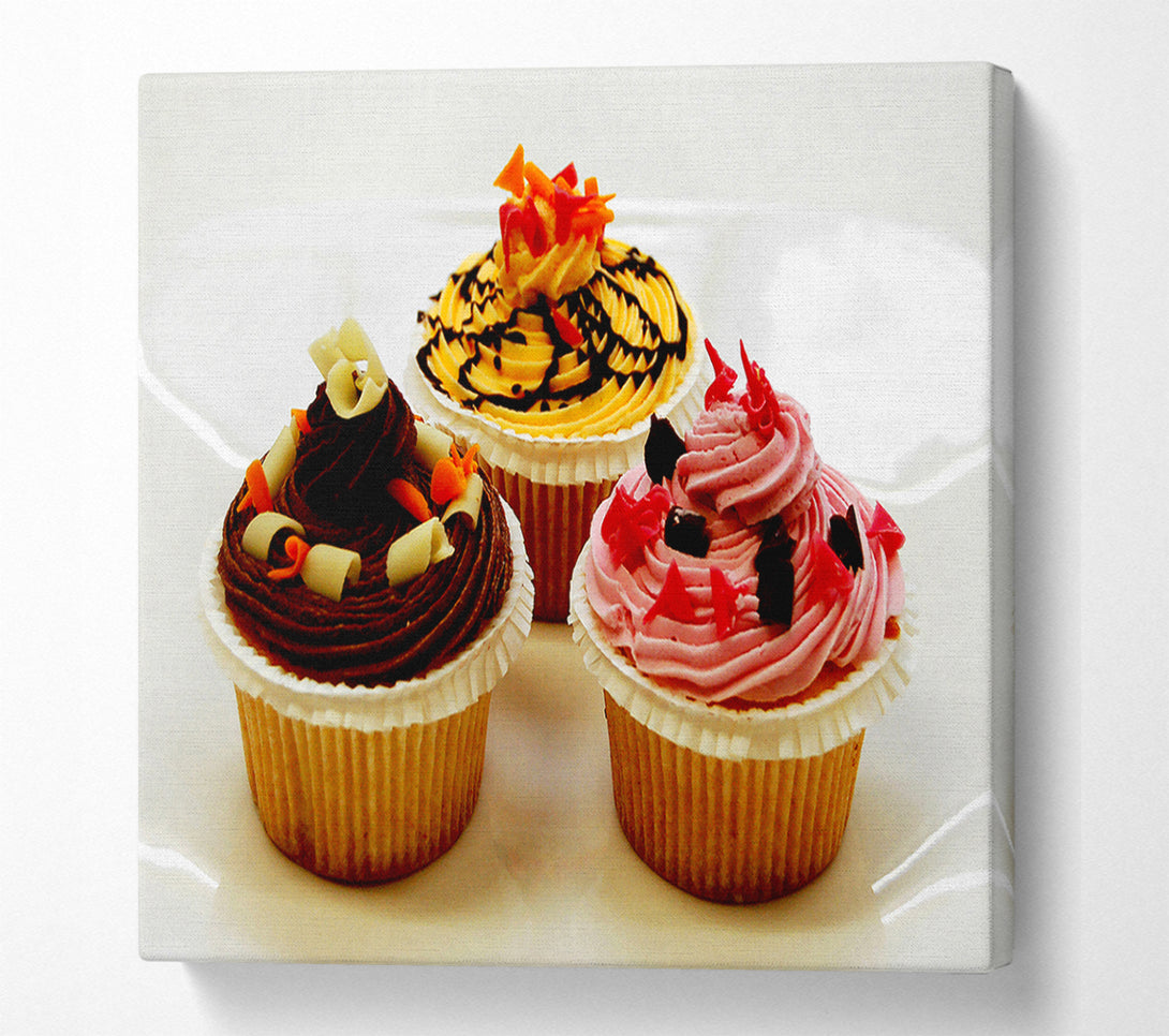  A Canvas Print of Cupcake Trio Canvas Print