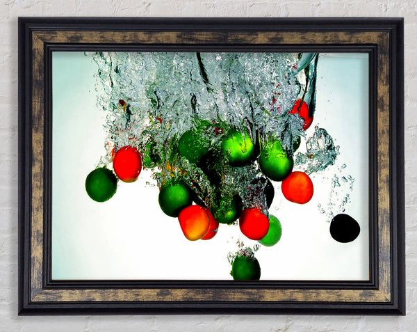 Water Splash Fruit Framed Print