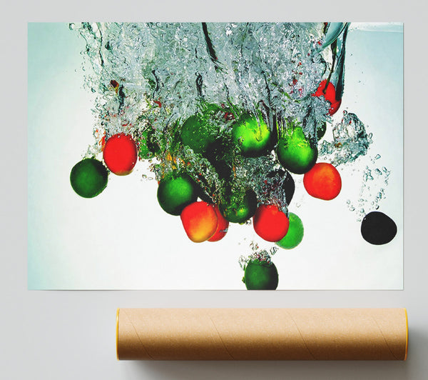 Water Splash Fruit Giclee Print