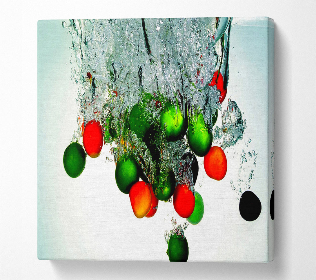  A Canvas Print of Water Splash Fruit Canvas Print
