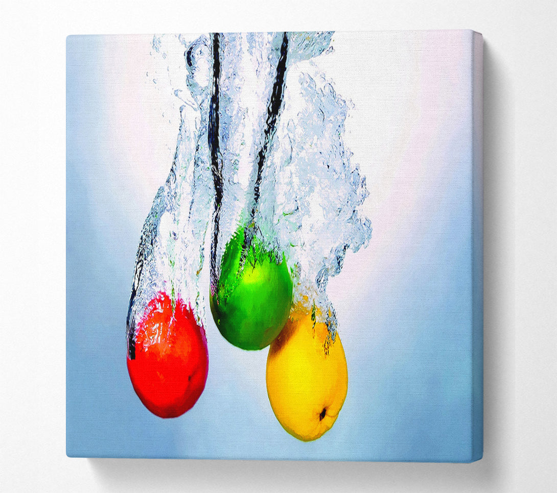  A Canvas Print of Fruit Trio Splash Canvas Print
