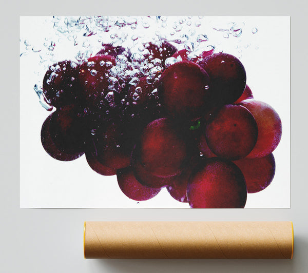 Water Splash Grapes Poster