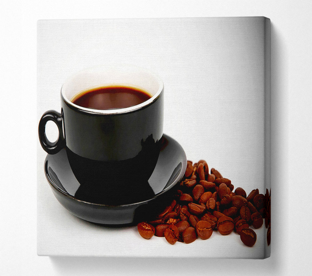  A Canvas Print of Black Coffee With Beans Canvas Art
