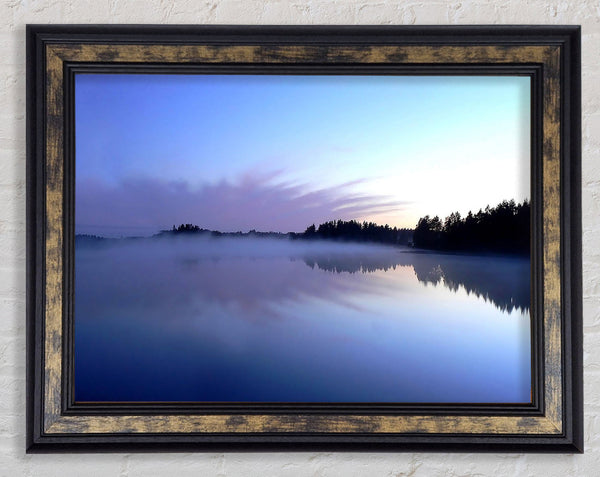 Tranquil Blue Morning Lake Framed Print