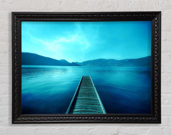 Blue Lake Dock Framed Print