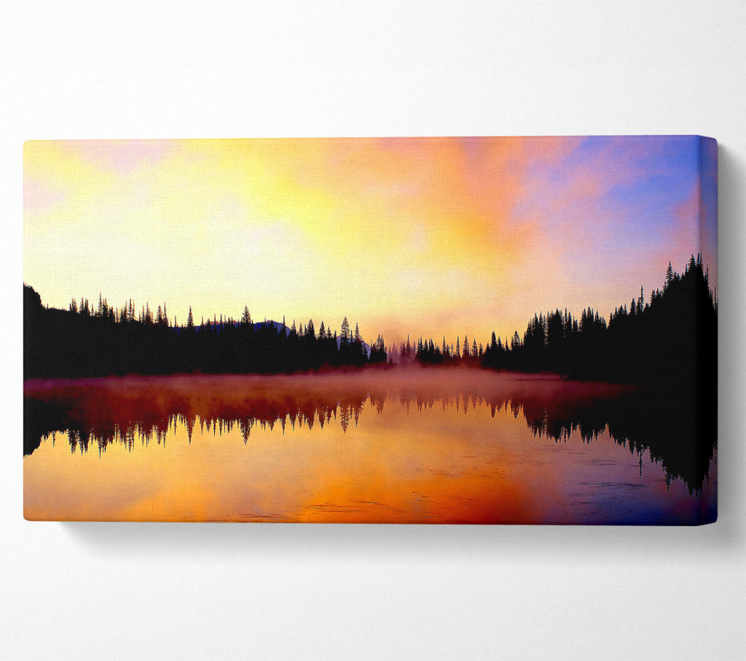  A Canvas Print of Lake Fog Tree Reflection Canvas Print