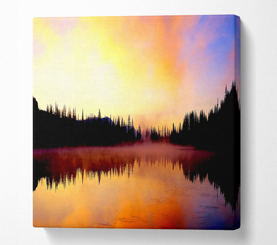  A Canvas Print of Lake Fog Tree Reflection Canvas Print