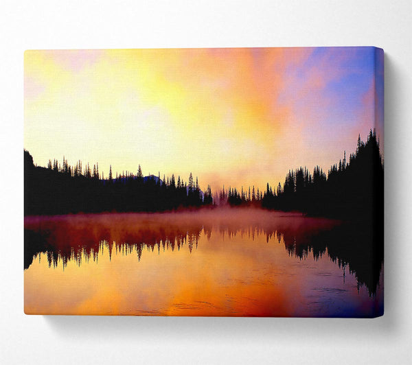  A Canvas Print of Lake Fog Tree Reflection Canvas Print