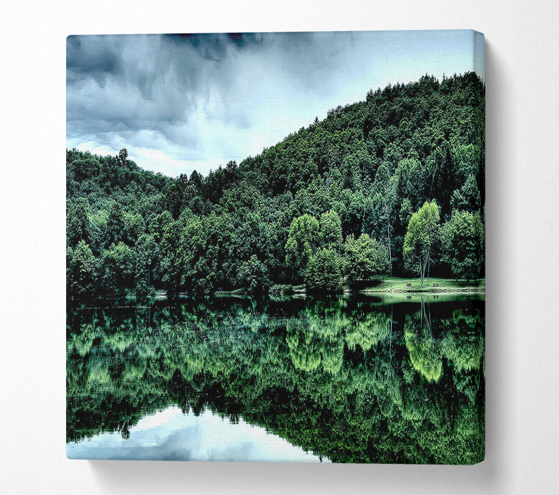  A Canvas Print of Forest Lake Reflection Canvas Wall Art
