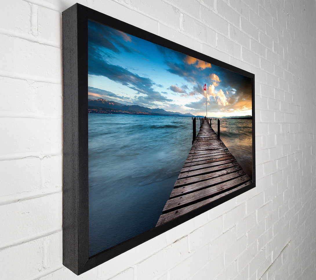  A Canvas Print of Lake Pontoon At Dusk Canvas Print