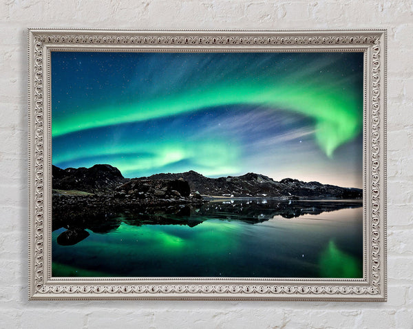 Aurora Green Skies Framed Print