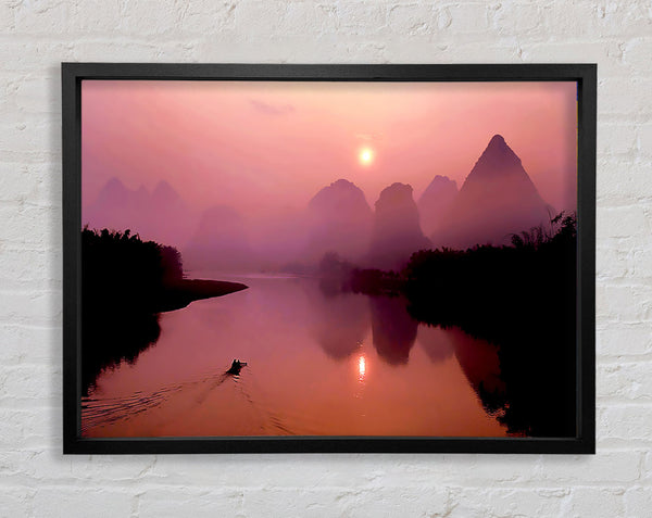 Peach Paradise Lake Framed Print