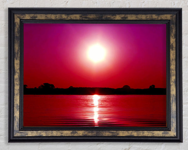 Pink Lake Sun Framed Print