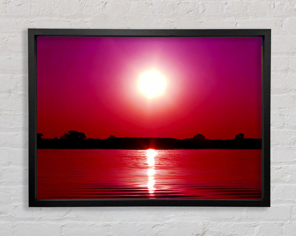 Pink Lake Sun Framed Print