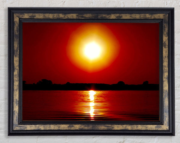 Orange Lake Sun Framed Print