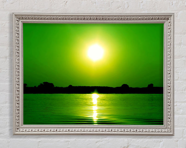 Green Lake Sun Framed Print