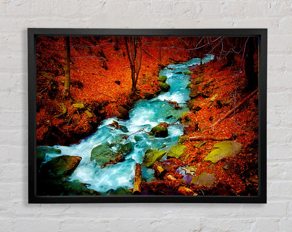Red Autumn Stream Framed Print