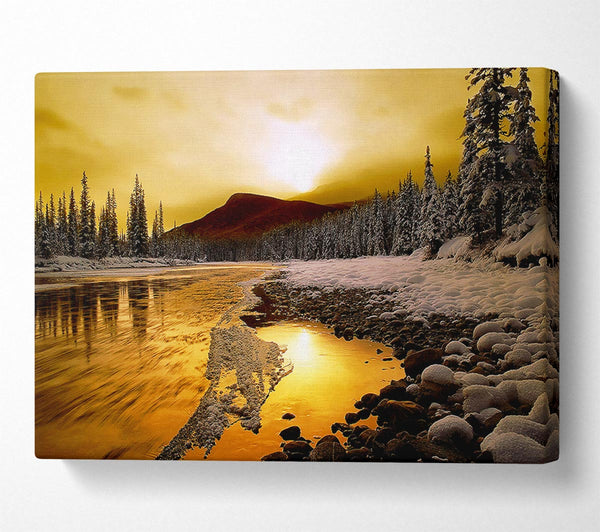  A Canvas Print of Stunning Golden Lake Canvas Art