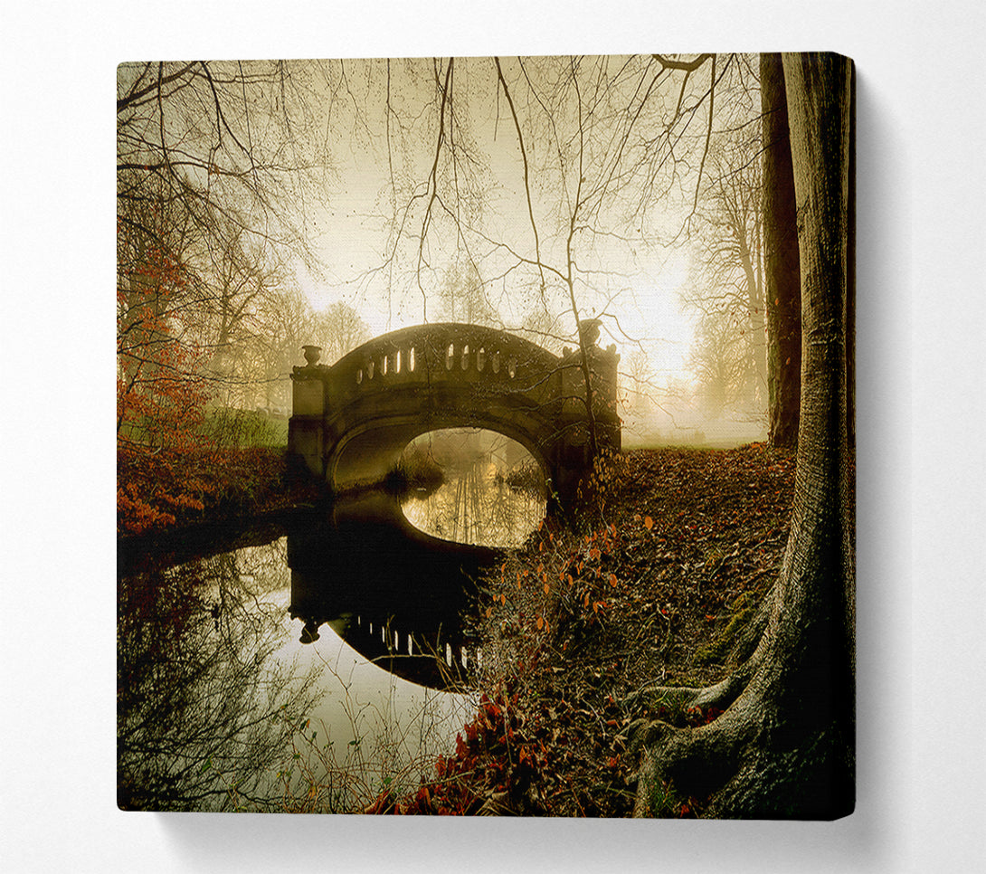  A Canvas Print of The Misty Autumn Bridge Canvas Wall Art
