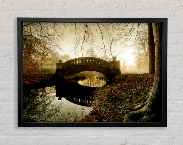 The Misty Autumn Bridge Framed Print