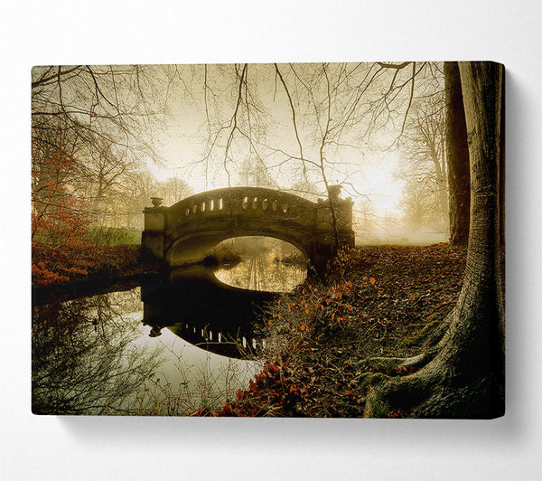 A Canvas Print of The Misty Autumn Bridge Canvas Wall Art