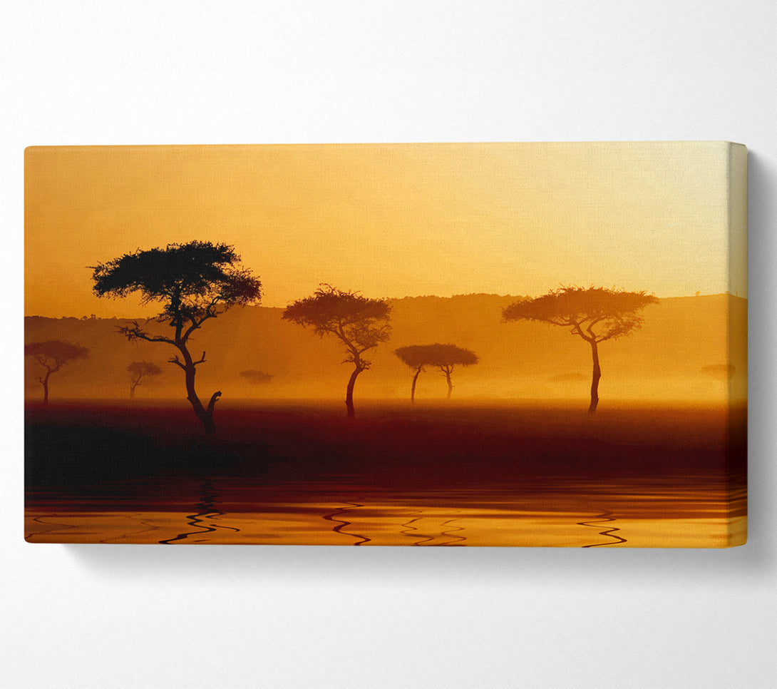  A Canvas Print of Misty Sunrise Lake Canvas Print