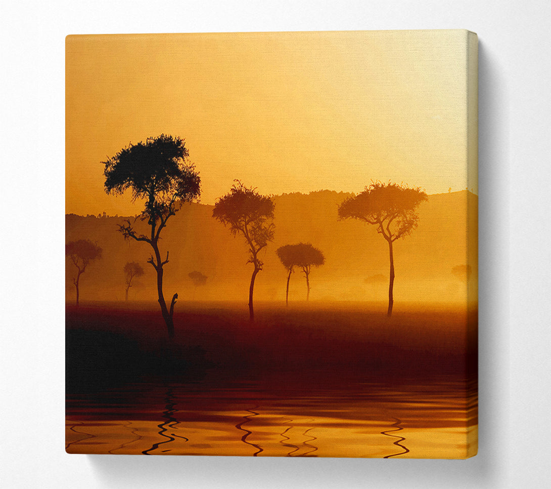  A Canvas Print of Misty Sunrise Lake Canvas Print