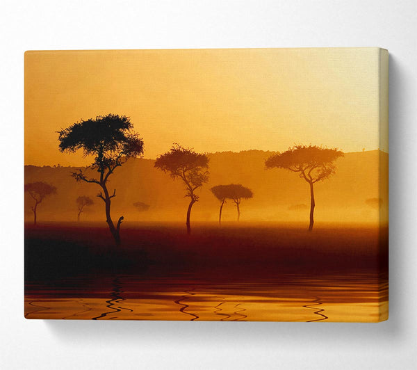  A Canvas Print of Misty Sunrise Lake Canvas Print