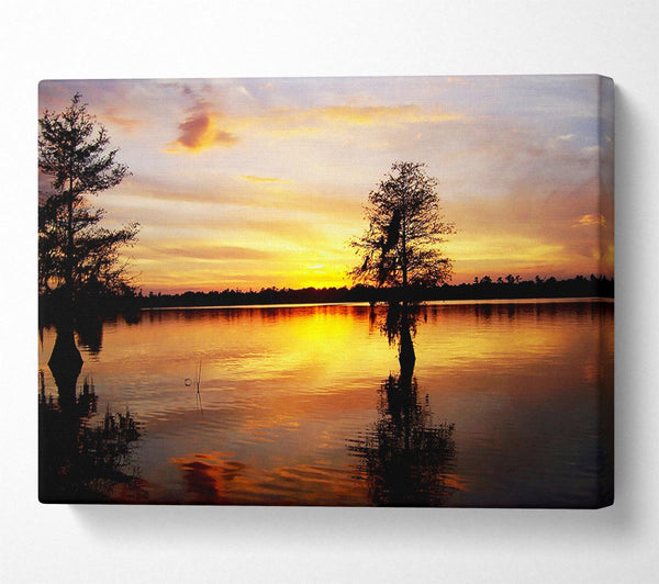  A Canvas Print of River Tree Sunset Canvas Art