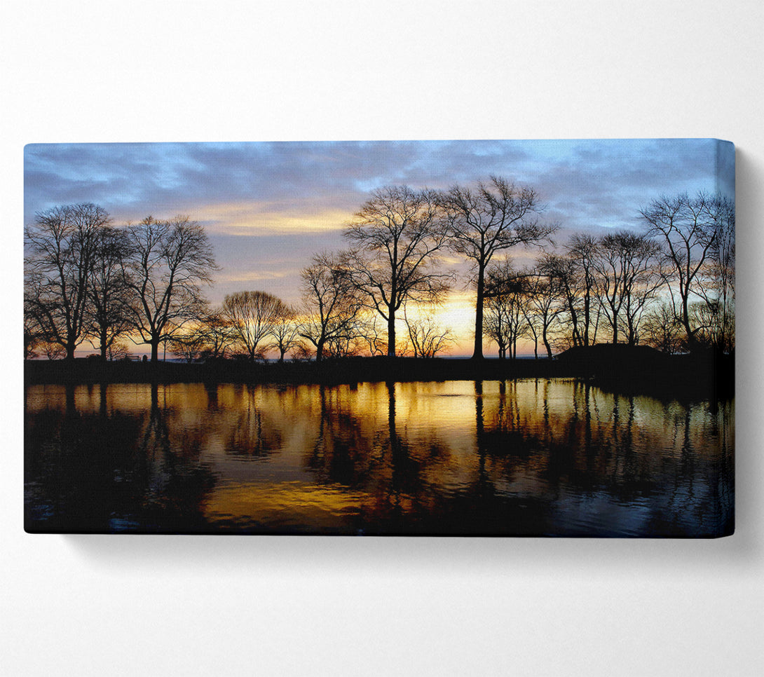  A Canvas Print of Woodland Lake At First Light Canvas Wall Art