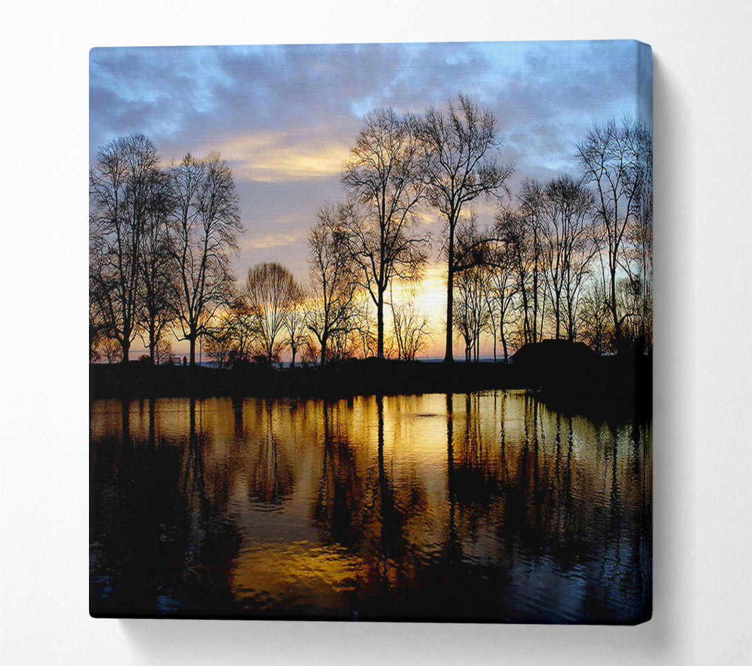  A Canvas Print of Woodland Lake At First Light Canvas Wall Art