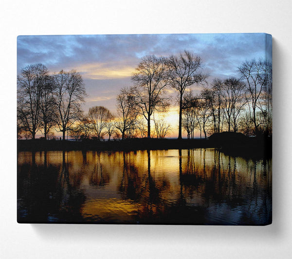  A Canvas Print of Woodland Lake At First Light Canvas Wall Art
