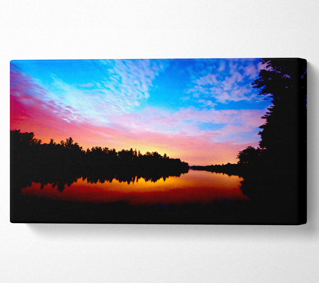  A Canvas Print of River Sunset Calm Canvas Art