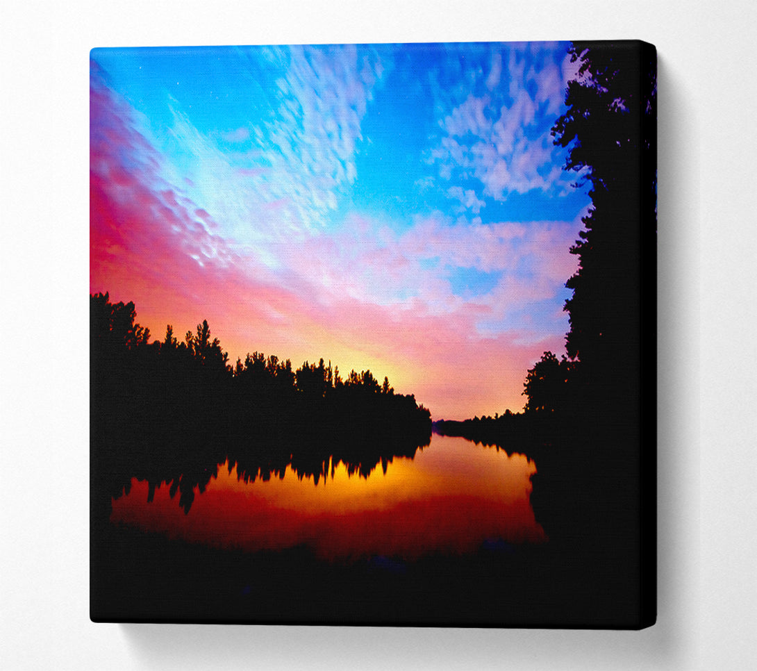  A Canvas Print of River Sunset Calm Canvas Art