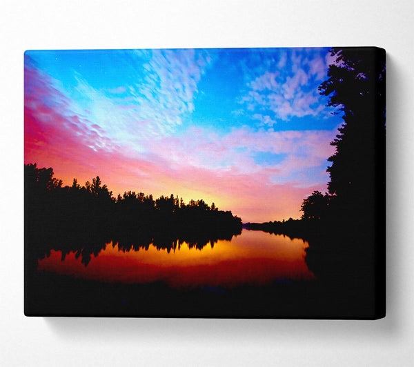  A Canvas Print of River Sunset Calm Canvas Art