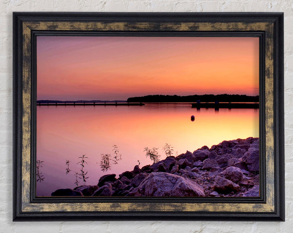 Peach Lake Calm Framed Print