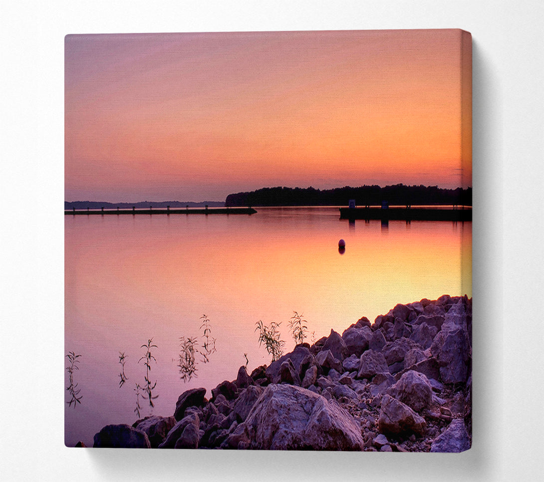  A Canvas Print of Peach Lake Calm Canvas Wall Art