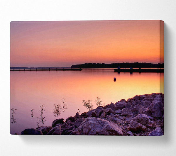  A Canvas Print of Peach Lake Calm Canvas Wall Art