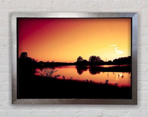 Lake At Sunset Framed Print