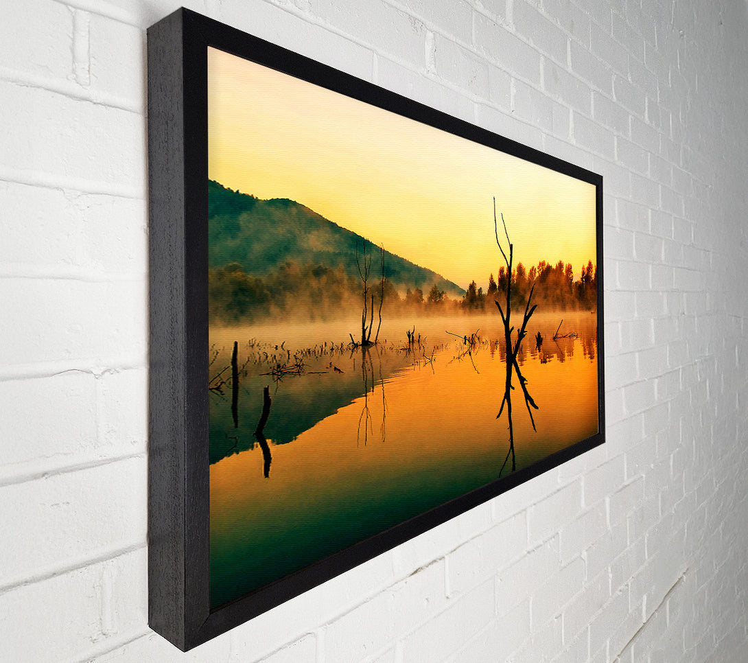  A Canvas Print of Morning Mist Over The Lake Canvas Wall Art
