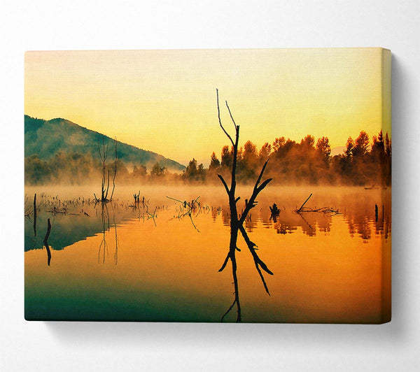  A Canvas Print of Morning Mist Over The Lake Canvas Wall Art