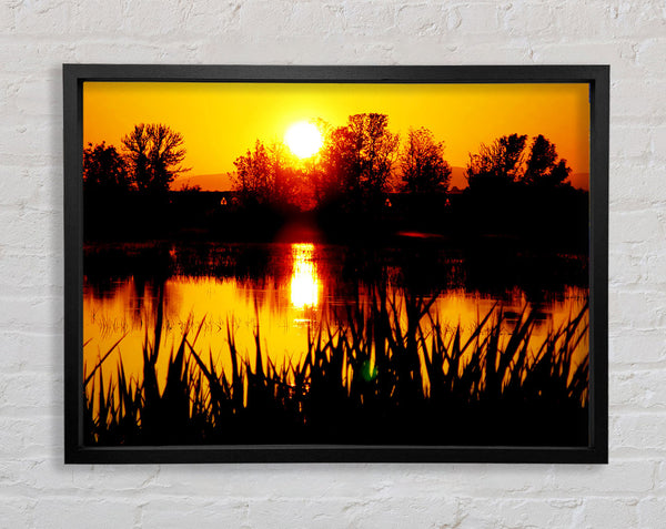 Orange Sunset River Framed Print