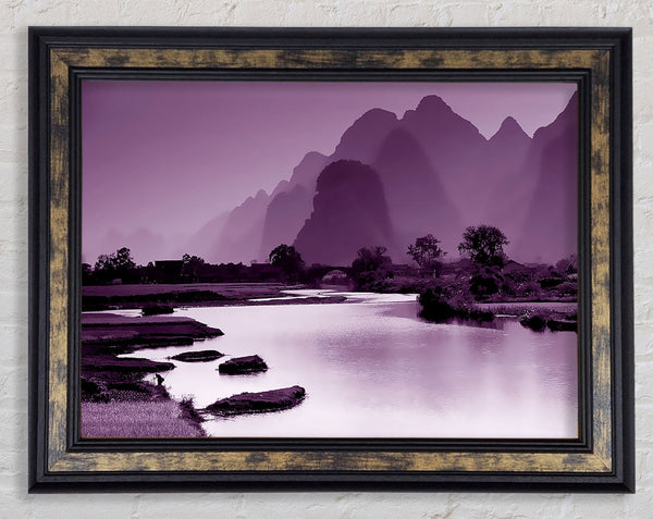Mauve Mountain Lake Framed Print