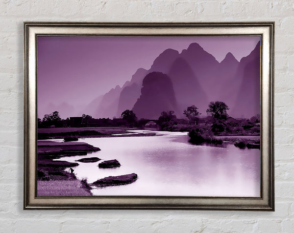 Mauve Mountain Lake Framed Print
