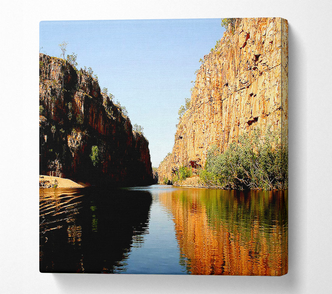  A Canvas Print of River Canyon Reflection Canvas Wall Art