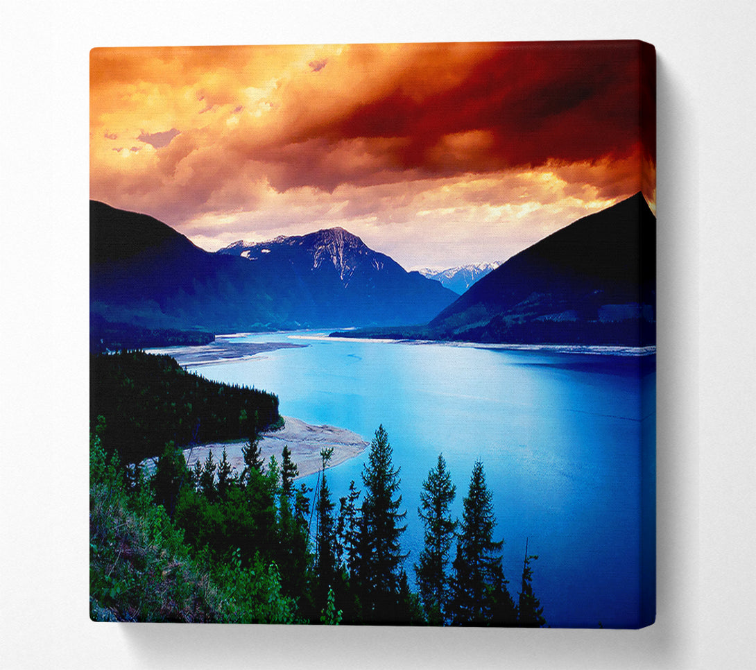  A Canvas Print of Mountain River Storm Canvas Wall Art