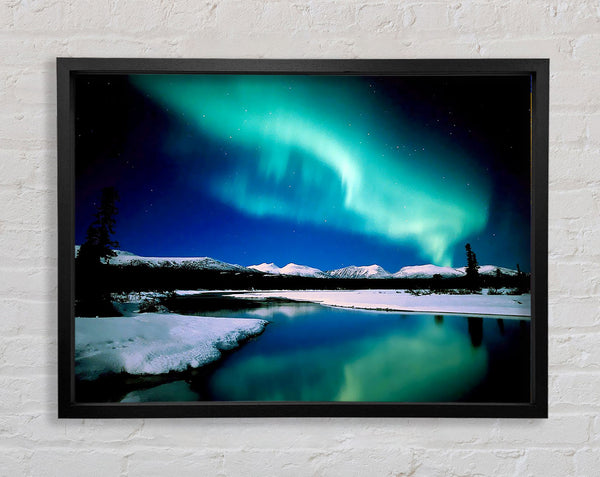 Northern Lights Lake View Framed Print