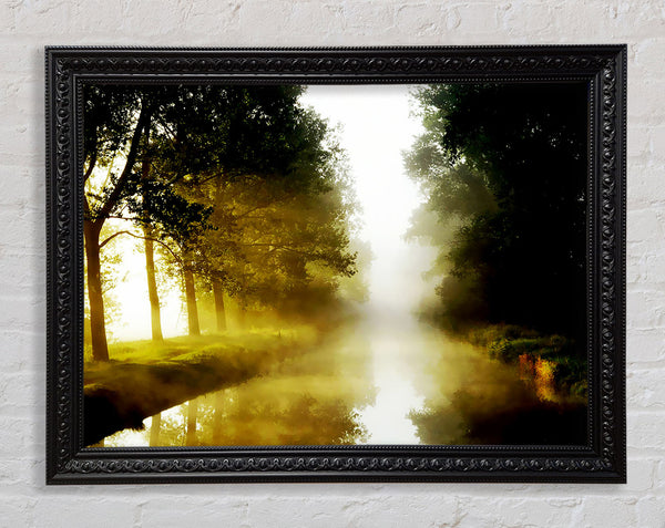 Misty Morning Lake Framed Print